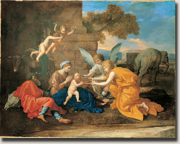 Le Repos Pendant la Fuite en Egypte à l'Eléphant van Nicolas Poussin